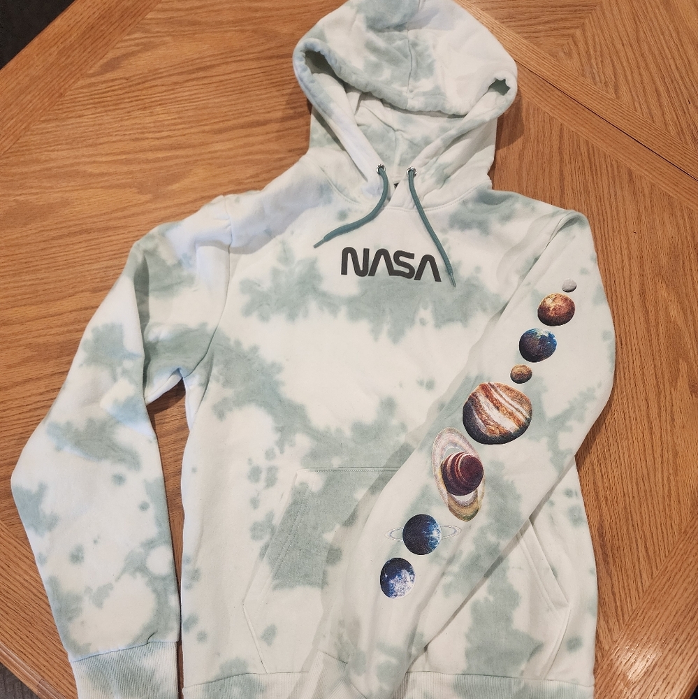 NASA Hyper Space Tie-Dye Hoodie with Planet Sleeve Size Medium